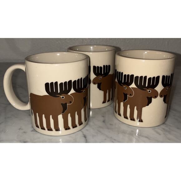 Vintage Taylor And Ng Brown Moose Cups Set of 3 Mugs - Picture 8 of 8